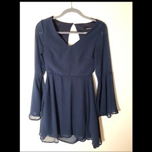 Navy Bell Bottom Sleeve Dress